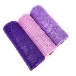 Spring 10" Metallic Foil Deco Mesh Ribbon Rolls (Pink, Lavender, Purple)